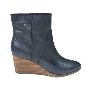 Lucky Brand Wafael Black Leather Wedge Booties - Size 7.5